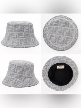 Fendi NEW MEDIUM GREY MONOGRAM ZUCCA Roma Made in Italy BUCKET HAT FENDI Zucca FF Unisex Bucket Hat Made in Italy Marked as \ main image 4